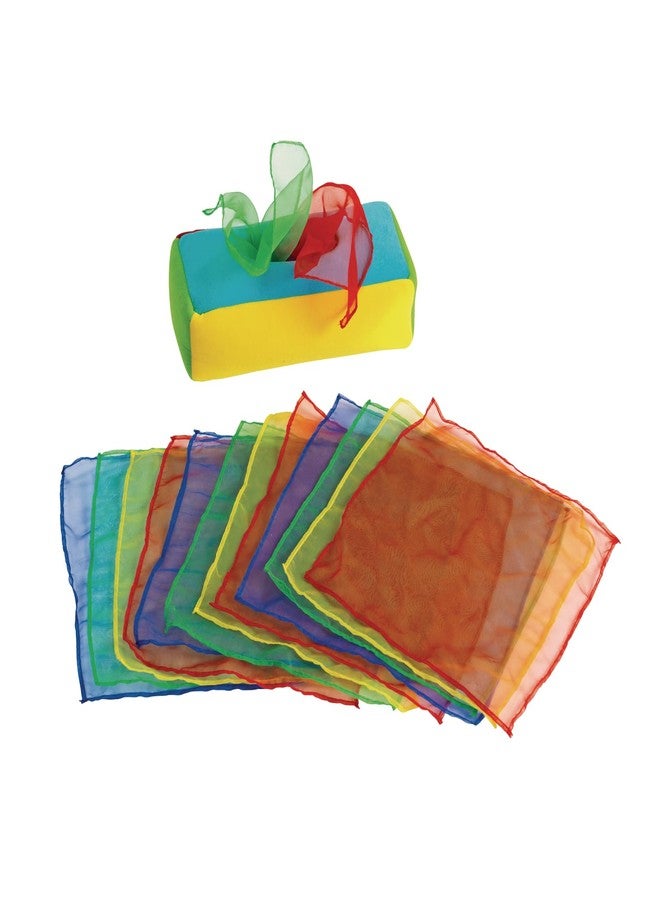 Excellerations Plush Pull & Play 12 inches L x 5-1/2 inches W x 3-1/2 inches H Tissue Box 12 Square Scarves for Children, Kids Educational Baby Toy, 9 Months and Up - Image 1