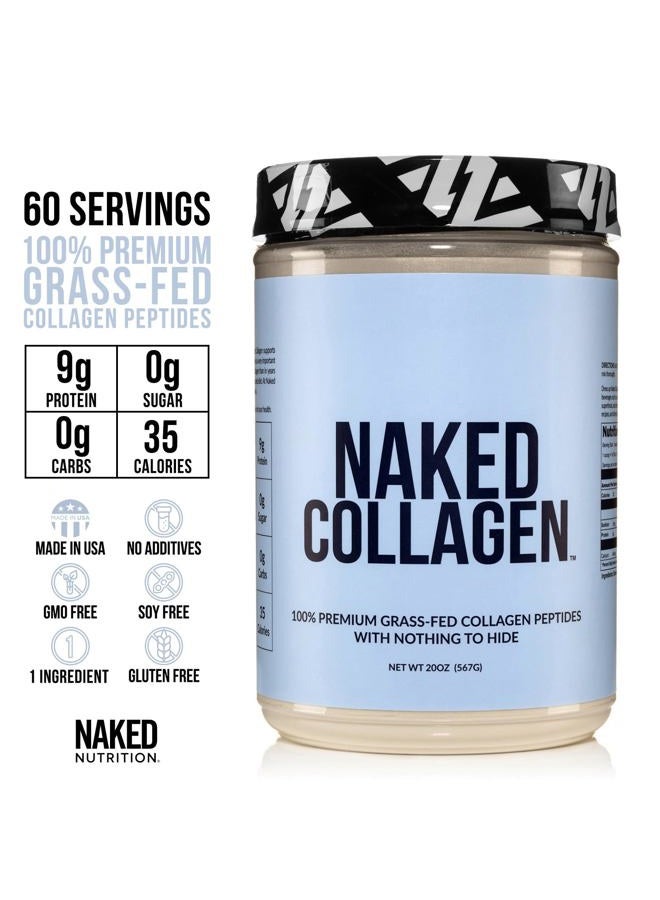 Nakd Naked Collagen Peptides Protein Powder, 60 Servings, Pasture-Raised, Unflavored Grass-Fed Hydrolyzed Collagen Supplement, Paleo Friendly, Non-GMO, Keto, Gluten Free, 20oz - Image 2