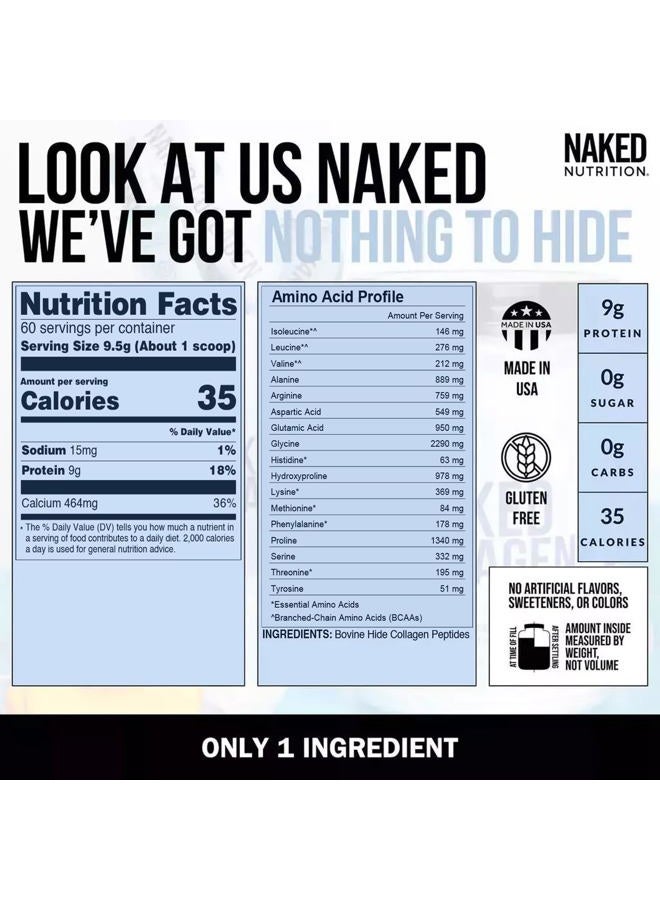 Nakd Naked Collagen Peptides Protein Powder, 60 Servings, Pasture-Raised, Unflavored Grass-Fed Hydrolyzed Collagen Supplement, Paleo Friendly, Non-GMO, Keto, Gluten Free, 20oz - Image 4