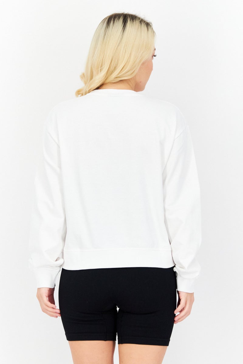 NAUTICA Women Round Neck Brand Logo Sweatshirt, White - Image 3