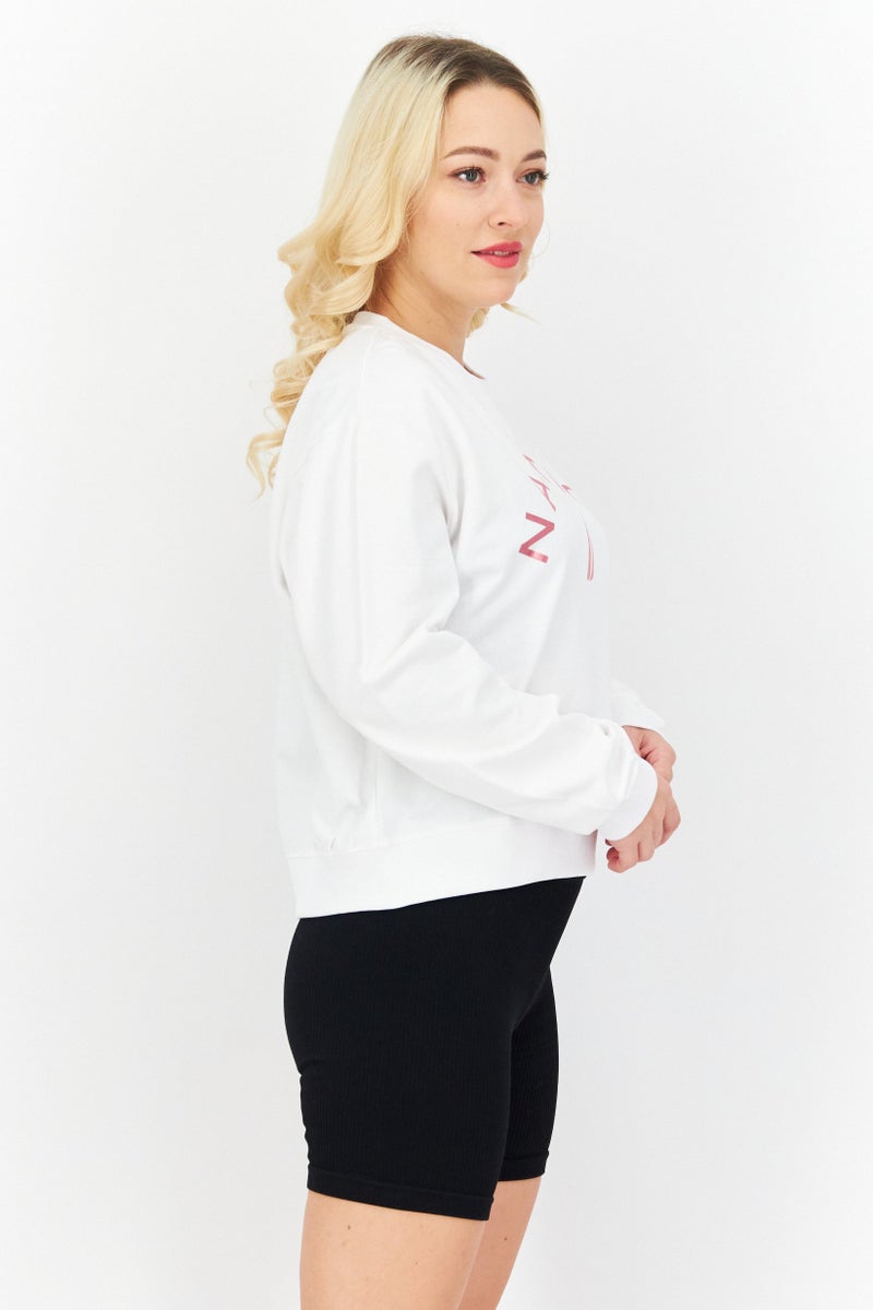 NAUTICA Women Round Neck Brand Logo Sweatshirt, White - Image 4
