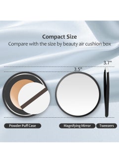 KHAJUL 2 PCS 30X Magnifying Mirror set, Small Magnifying Mirror with Suction Cup and Tweezers, As a Travel Mganifying Mirror, Compact Mirror Set for Plucking Eyebrows (Black)  - Image 2