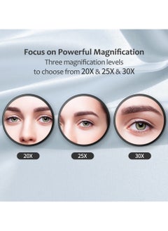 KHAJUL 2 PCS 30X Magnifying Mirror set, Small Magnifying Mirror with Suction Cup and Tweezers, As a Travel Mganifying Mirror, Compact Mirror Set for Plucking Eyebrows (Black)  - Image 3