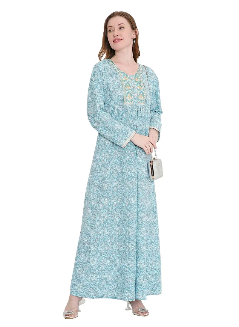 HANA & SARA long viscose farasha with stunning thread embroidery arabic kaftan jalabiya dress