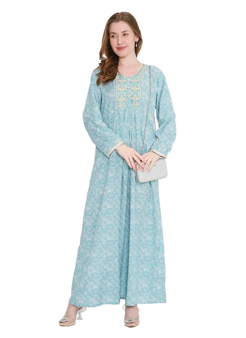 هانا آند سارا long viscose farasha with stunning thread embroidery arabic kaftan jalabiya dress