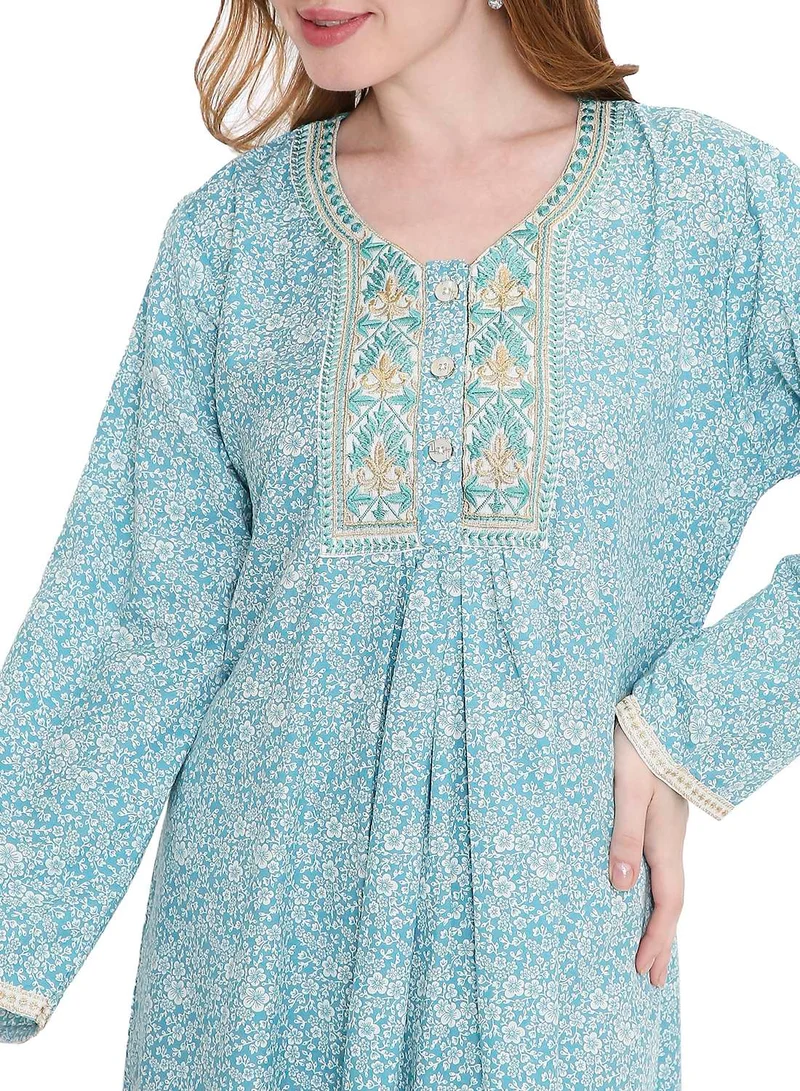 HANA & SARA long viscose farasha with stunning thread embroidery arabic kaftan jalabiya dress