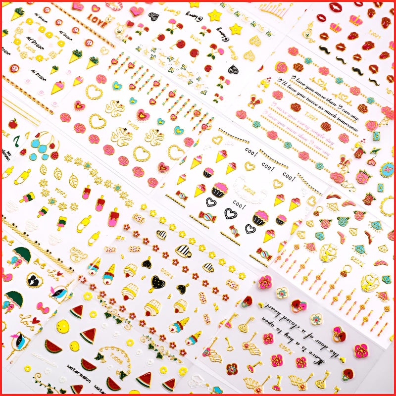 SPLOCUDU 30 Sheets Valentine's Day Nail Art Stickers Red Heart Nail Decals 3D Self-Adhesive Rose Lip Kiss Nail Supplies DIY Acrylic Nails Decoration Accessories for Women and Girls - Image 4