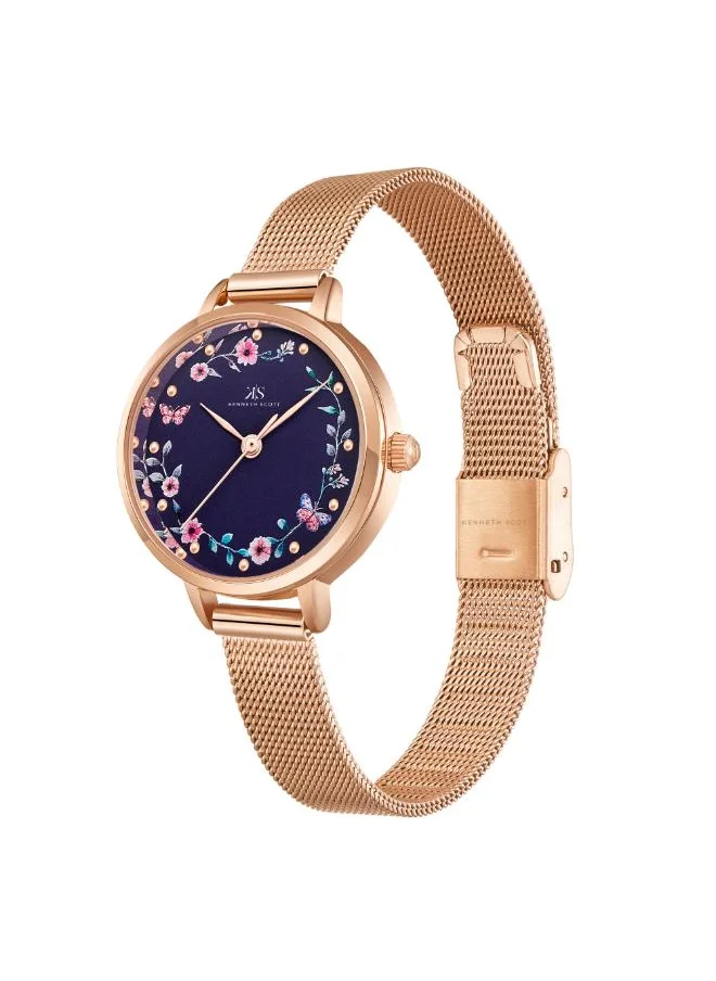 كينيث سكوت Kenneth Scott Women's PC21 Movement Watch, Analog Display and Stainless steel Strap - K23512-RMKN, Rose Gold