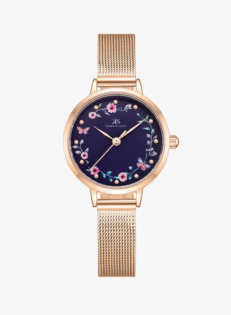 Kenneth Scott Navy Blue Women's Stainless Steel Analog Watch K23512-RMKN - 28 mm for Women | Best Price UAE