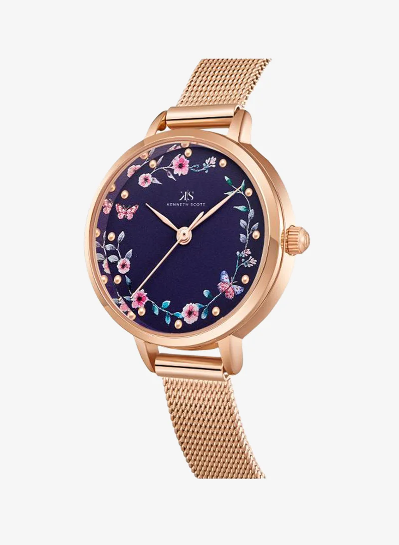 Kenneth Scott Navy Blue Women's Stainless Steel Analog Watch K23512-RMKN - 28 mm for Women | Best Price UAE