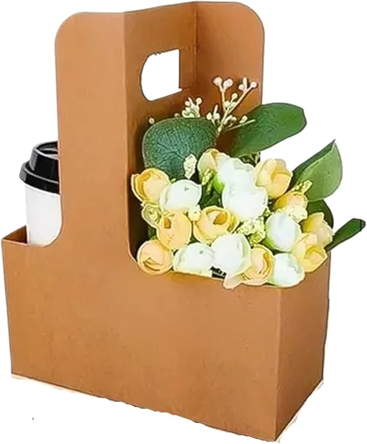 Kraft Paper Flower Bouquet Holder Gift Bag With Handle Color 02 Pack of 1 - Image 2