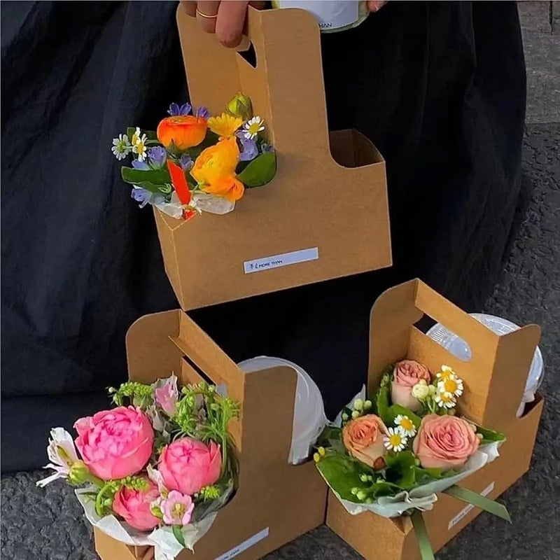 Kraft Paper Flower Bouquet Holder Gift Bag With Handle Color 02 Pack of 1 - Image 5
