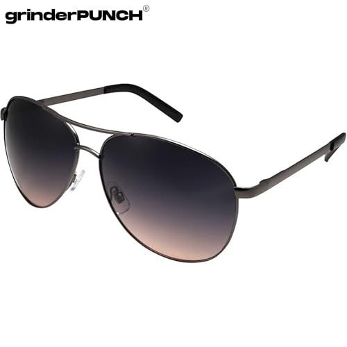 grinderPUNCH - Big XL Wide Frame Extra Large Aviator Sunglasses Oversized 148mm (Gunmetal, 62) - Image 4