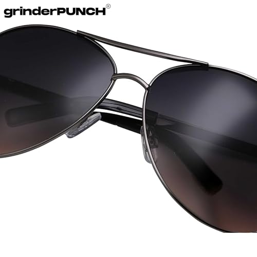 grinderPUNCH - Big XL Wide Frame Extra Large Aviator Sunglasses Oversized 148mm (Gunmetal, 62) - Image 5