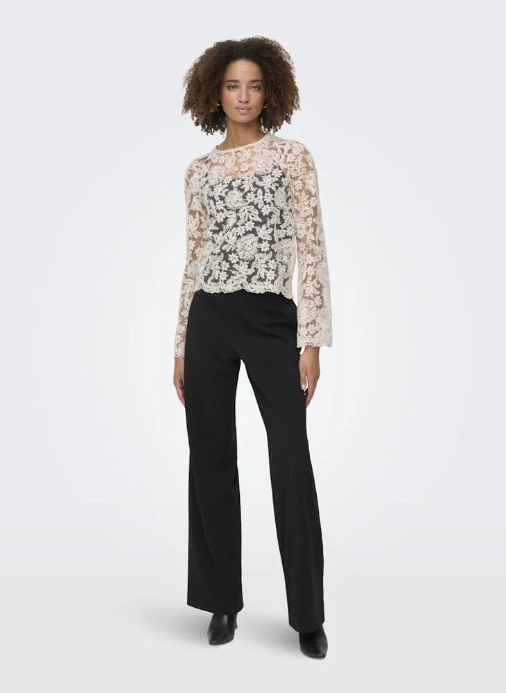 ONLY  Belt Detail Wide Leg Pants Len 32" for Women | Best Price UAE