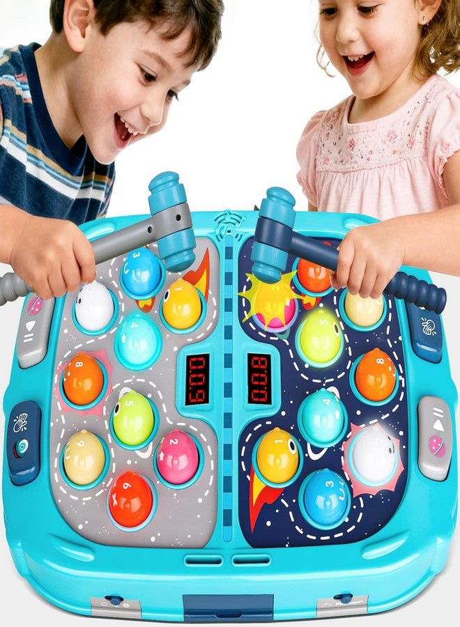TooLion 2-Player Whack Game Mole - Toys for Age 3-12 Kids,2 Hammers,3 Modes with Sound & Light,Safe Educational Pounding Toy,Birthday for 3 4 5 6+ Year Old Boys Girls,Blue - Image 1