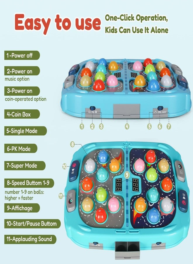 TooLion 2-Player Whack Game Mole - Toys for Age 3-12 Kids,2 Hammers,3 Modes with Sound & Light,Safe Educational Pounding Toy,Birthday for 3 4 5 6+ Year Old Boys Girls,Blue - Image 5
