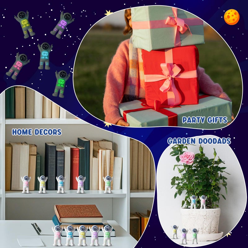 Sonwyoung 25 Pcs Mini Astronaut Figurines Glow in The Dark Miniature Astronaut Tiny Spaceman Toys for Kids Space Party Classroom Prize Easter Egg Stuffers Birthday Gift PiÃ±ata (Partial Body Glow) - Image 5