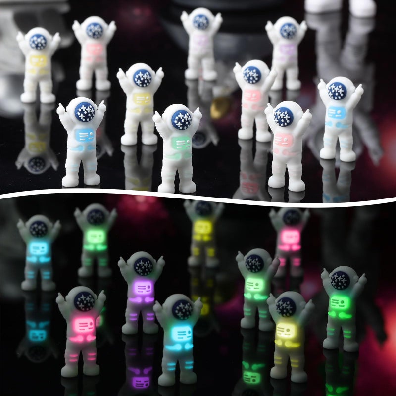Sonwyoung 25 Pcs Mini Astronaut Figurines Glow in The Dark Miniature Astronaut Tiny Spaceman Toys for Kids Space Party Classroom Prize Easter Egg Stuffers Birthday Gift PiÃ±ata (Partial Body Glow) - Image 4