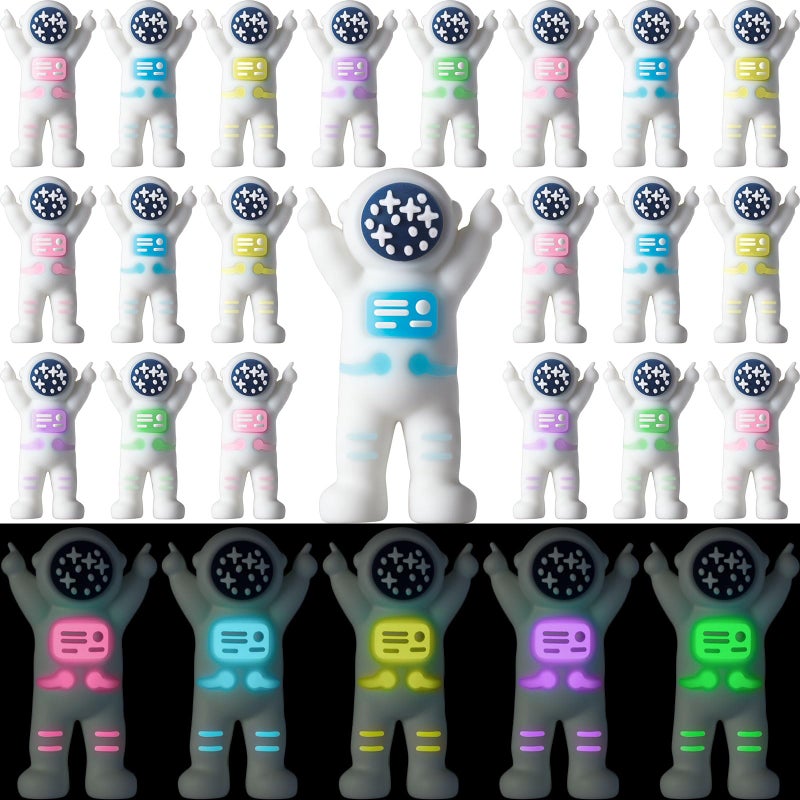 Sonwyoung 25 Pcs Mini Astronaut Figurines Glow in The Dark Miniature Astronaut Tiny Spaceman Toys for Kids Space Party Classroom Prize Easter Egg Stuffers Birthday Gift PiÃ±ata (Partial Body Glow) - Image 1