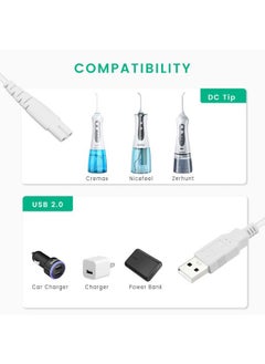 Smays Water Flosser Charger Cord Replacement for Mospro, Zerhunt, Cremax, Nicefeel - Charging Cable 2-Pack  - Image 2