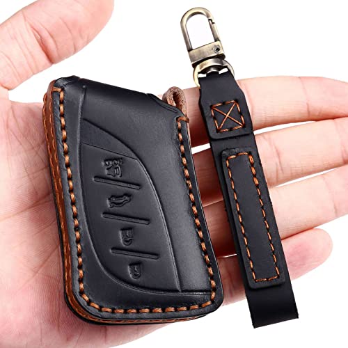 EASYANT Leather Car Key Fob Cover for Lexus 2021-2025 ES RX 350 Compatible with Lexus New LS NX Key Shell Case Black - Image 1