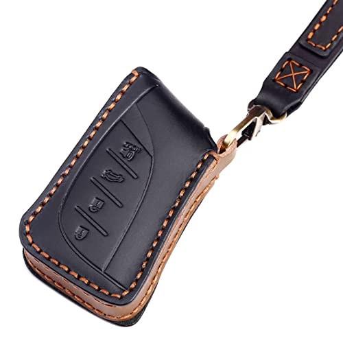 EASYANT Leather Car Key Fob Cover for Lexus 2021-2025 ES RX 350 Compatible with Lexus New LS NX Key Shell Case Black - Image 3