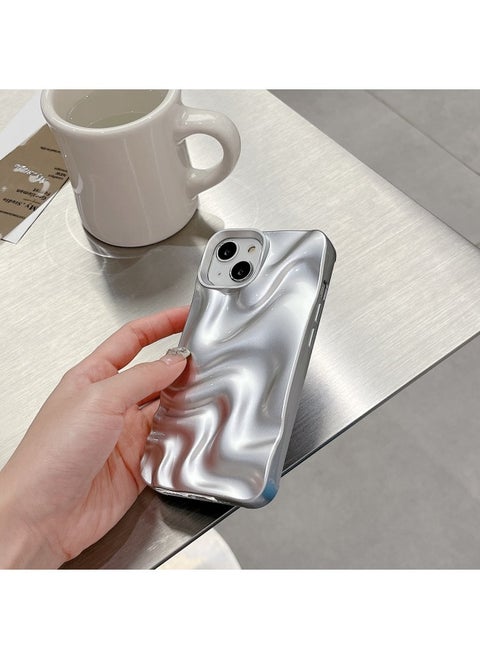 Advanced Sense Water Corrugated Soft Case For IPhone15/16pro Max Phone Case For Apple 13/12/14 Soft Case-Color:Hc Water Ripple Matte Silver-Applicable Models:13 (without Packaging)