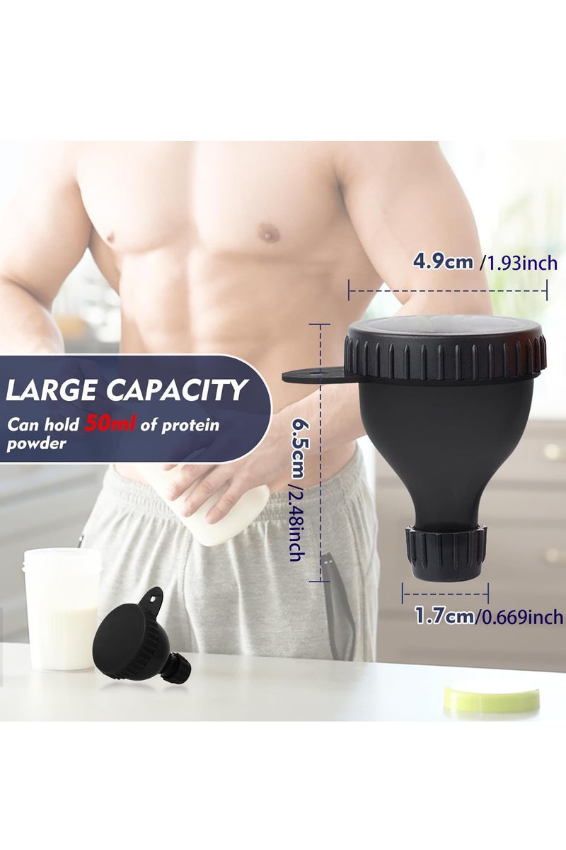 فلوشرينيك حاوية مسحوق البروتين 2 قطعة، حاوية سفر مسحوق البروتين المحمولة، قبل التمرين / صالة الرياضة مكملات القمع سلاسل المفاتيح (أسود، 50 مل) - Image 2