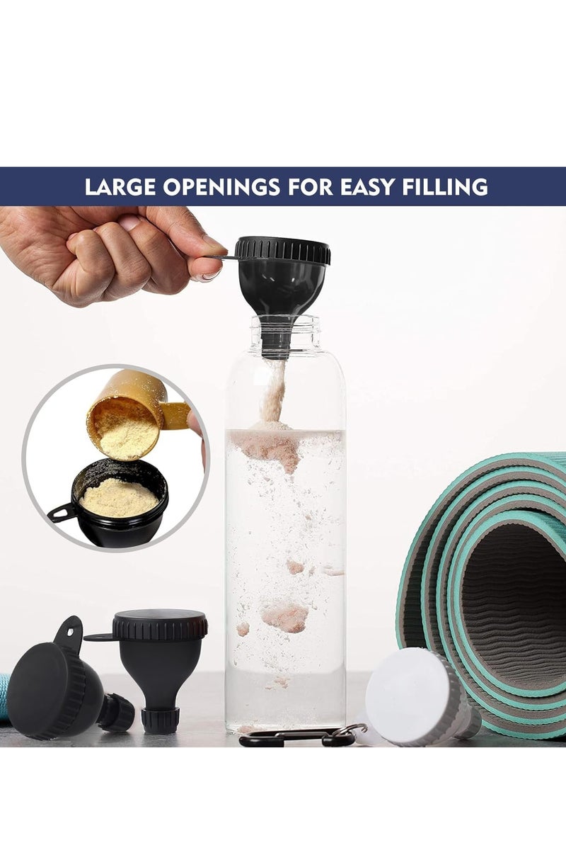 فلوشرينيك حاوية مسحوق البروتين 2 قطعة، حاوية سفر مسحوق البروتين المحمولة، قبل التمرين / صالة الرياضة مكملات القمع سلاسل المفاتيح (أسود، 50 مل) - Image 4