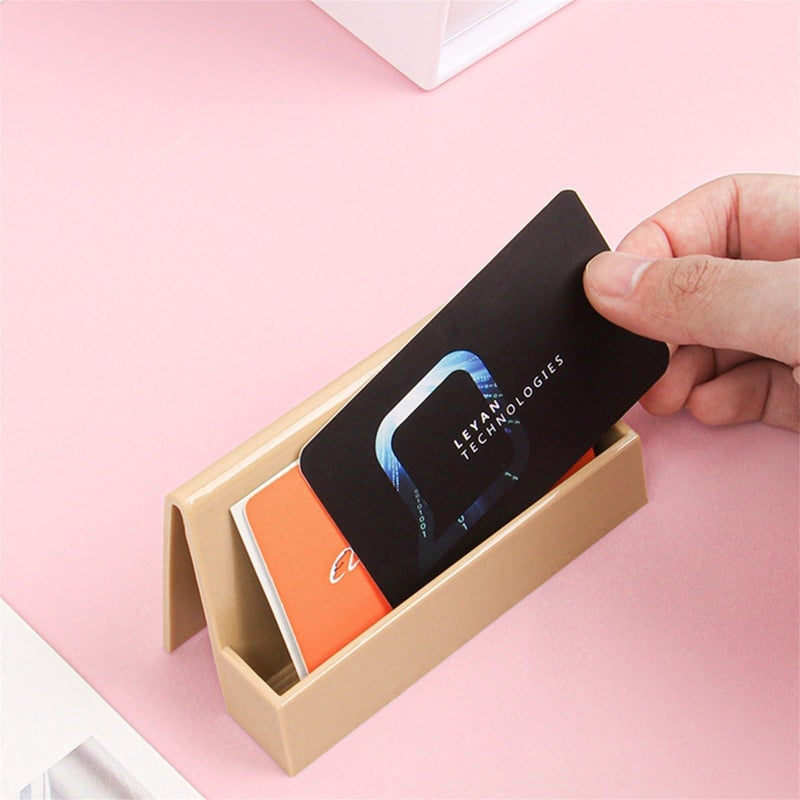 Professional Card Holder Set With Base 2pcs Business Plastic Storage - Image 4