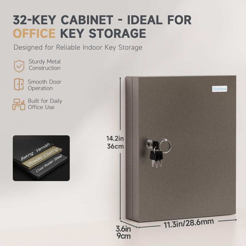 DiDiHere 32 Key Cabinet Organizer, Lock Box, Security Storage for Valets, Hotels, Car and House Keys, Key Keeper Box - Black - Image 2