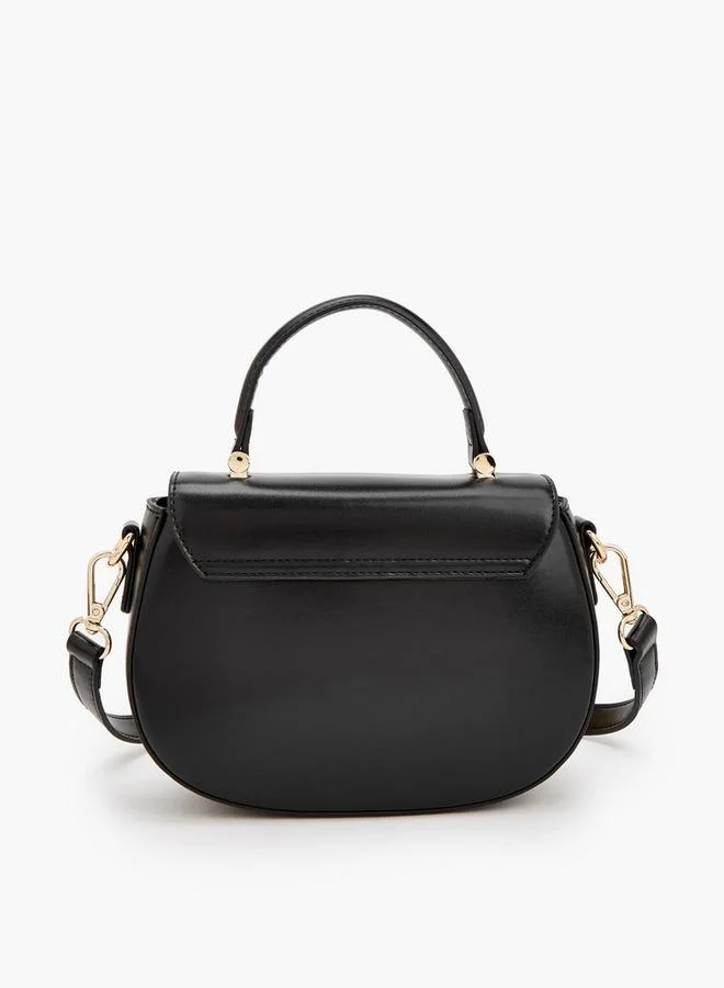 Le Confort BLACK Striped Suede Satchel Bag With Metallic Accent for Women | Best Price UAE