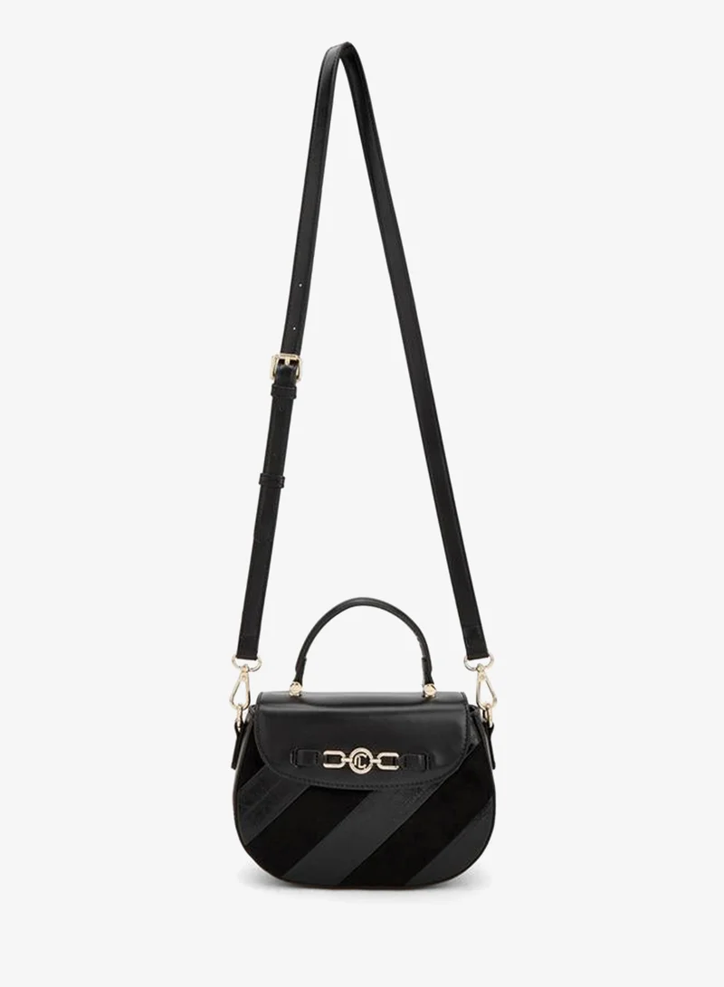 Le Confort Striped Suede Satchel Bag With Metallic Accent