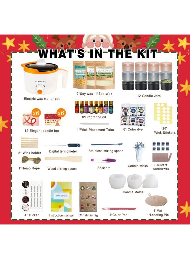 Ksedcon Candle Making Kit for Adults with Wax Pot 1.8 L/60 oz, Soy Wax, Color Dyes, Wooden Sticker - Image 2