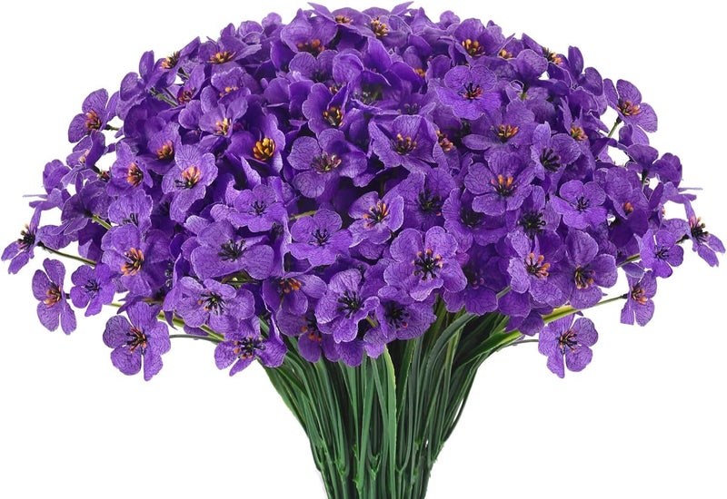 Dekorly Outdoor Artificial Daisy Flowers, UV Resistant Fake Flowers Artificial Silk Flowers with Plastic Plants for Indoor Outdoor Front Porch Hanging Planter Decoration | (Purple, Pack of 4) - Image 1