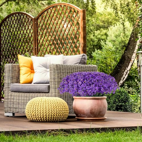 Dekorly Outdoor Artificial Daisy Flowers, UV Resistant Fake Flowers Artificial Silk Flowers with Plastic Plants for Indoor Outdoor Front Porch Hanging Planter Decoration | (Purple, Pack of 4) - Image 3