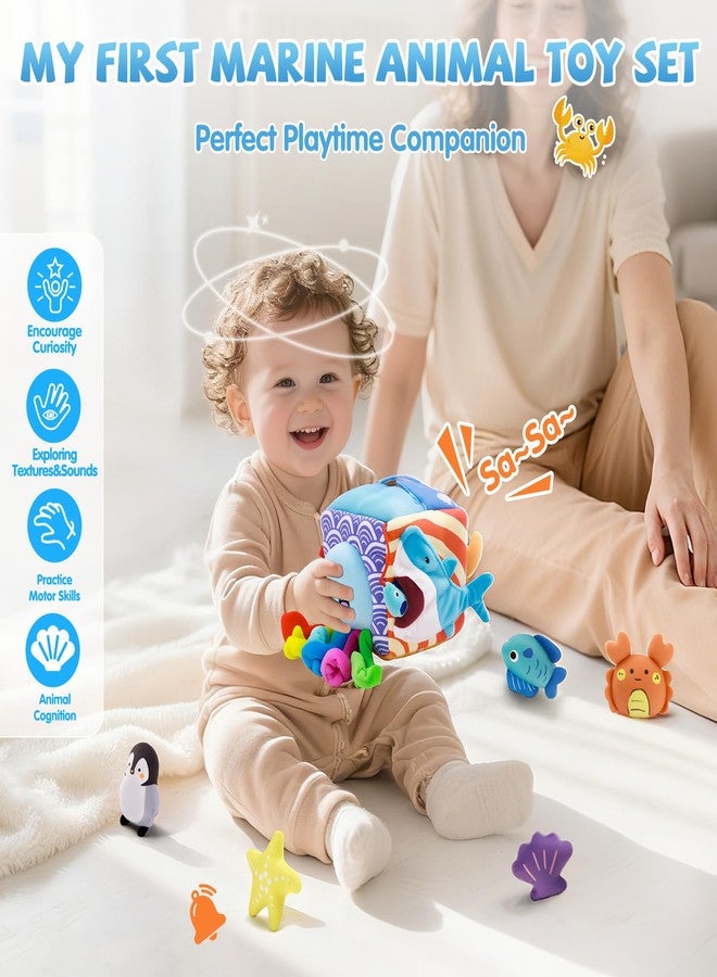 SAIMAND Baby Toys 6-12 Months–Mystery Soft Box with 5 Plush Marine Animals,Rattle,Crinkle Paper & Mirror–Montessori Sensory Toys for 6 Month Old Babies 1-3 Year Old Boy Girl Birthday - Image 2
