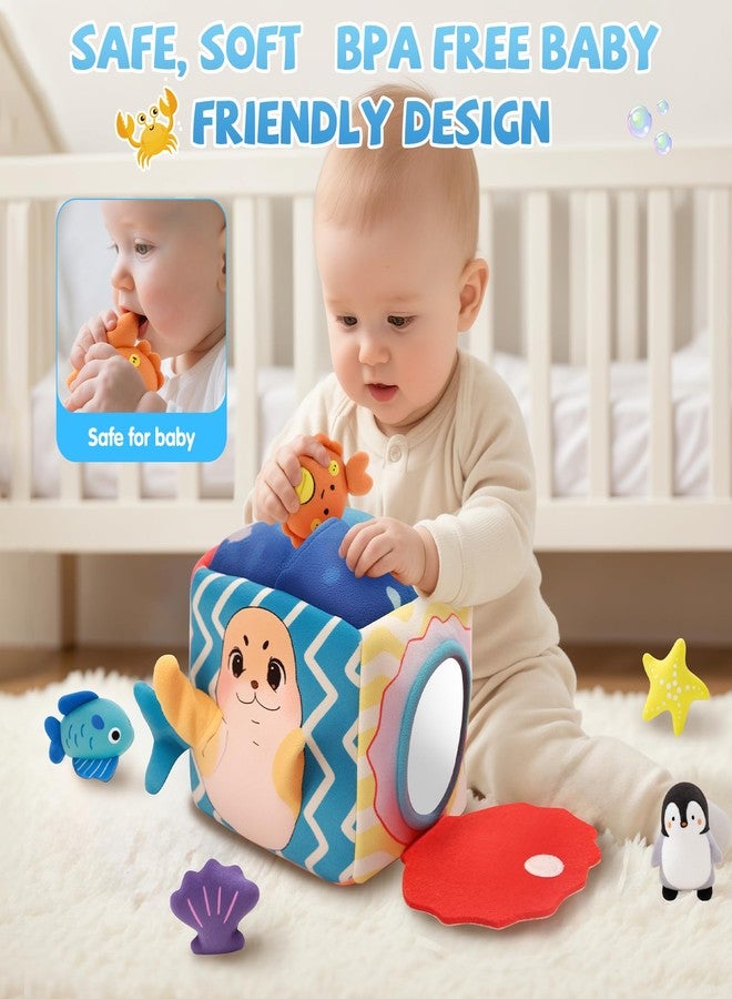 SAIMAND Baby Toys 6-12 Months–Mystery Soft Box with 5 Plush Marine Animals,Rattle,Crinkle Paper & Mirror–Montessori Sensory Toys for 6 Month Old Babies 1-3 Year Old Boy Girl Birthday - Image 3