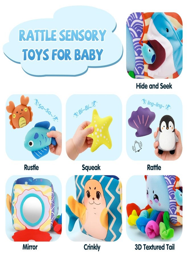 SAIMAND Baby Toys 6-12 Months–Mystery Soft Box with 5 Plush Marine Animals,Rattle,Crinkle Paper & Mirror–Montessori Sensory Toys for 6 Month Old Babies 1-3 Year Old Boy Girl Birthday - Image 5