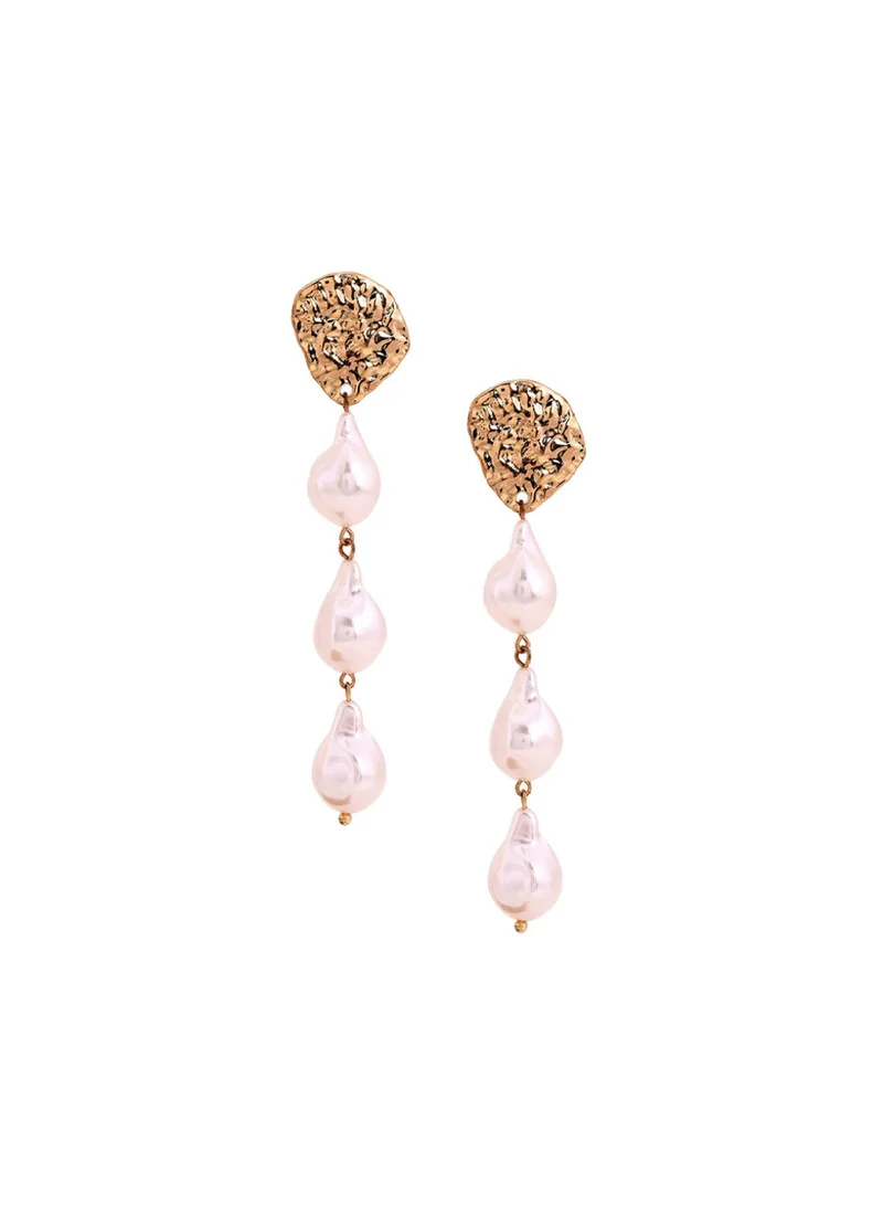 Priyaasi Plated Pearls Beaded Contemporary Drop Earrings