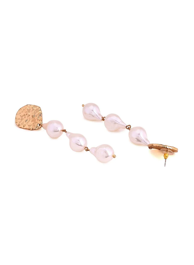 Priyaasi Plated Pearls Beaded Contemporary Drop Earrings
