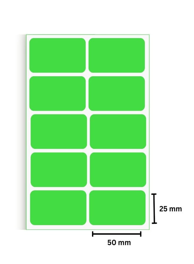 True-Ally 500 Piece Green Fluorescent Color 50x25 mm Sticker Self Adhesive Labels Writable Surface for Kids Activity, File Classification, Mason Jars, Inventory managment (Neon Green) - Image 2