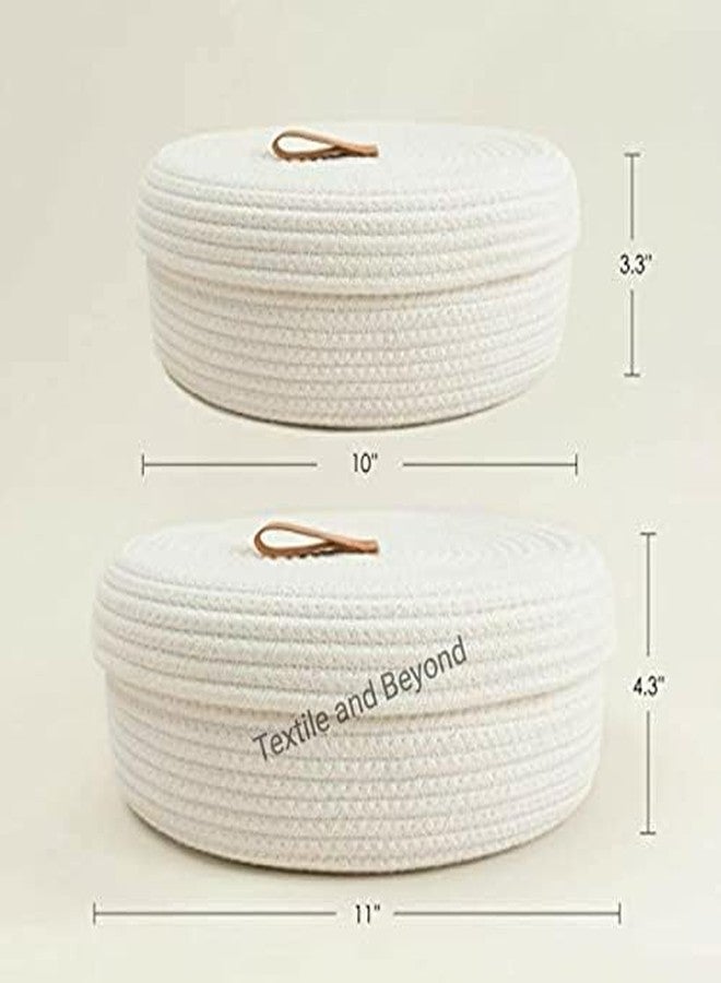 FIASCO mini rope laundry storage COTTON basket woven bag hamper baby nursery tray utility bucket organizer for kids toys, fruits,gifts,living room,kitchen,office set, shelfs (Jute)(White) Medium size - Image 4