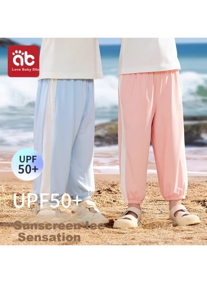 AIBEDILA Aibei Dila Children's Sunscreen Pants Summer Thin Sunshade Mosquito-proof Buckle Uv Protection Sports Pants Children's Pants - Image 2