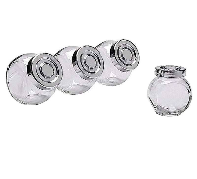 Spice jar, glass, aluminium-colour / 4 pack - 15 cl