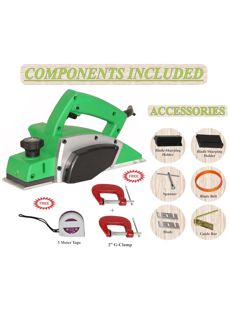 Digital Craft Digital Craft Wood Planer 1400W Machine of Carpentry HighPower MultiFunction Electric Planer Professional Woodworking Machine 82mm Electric Planer MachineTape 3Mtr2 G Clamp  - Image 2