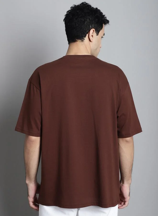 Styli Men Brown Graphic Print Oversized T-Shirt By Door74
