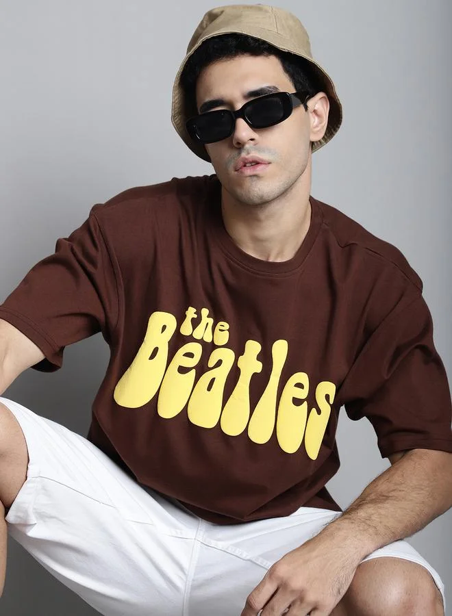 Take Two  Men Brown Graphic Print Oversized T-Shirt for Men | Best Price UAE