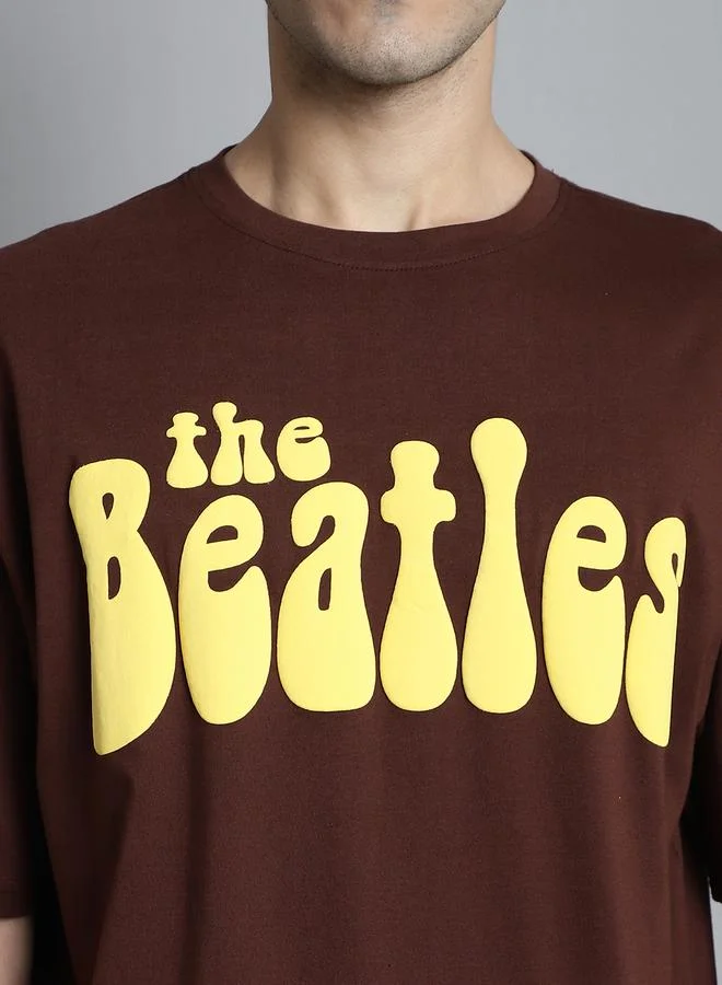 Take Two  Men Brown Graphic Print Oversized T-Shirt for Men | Best Price UAE